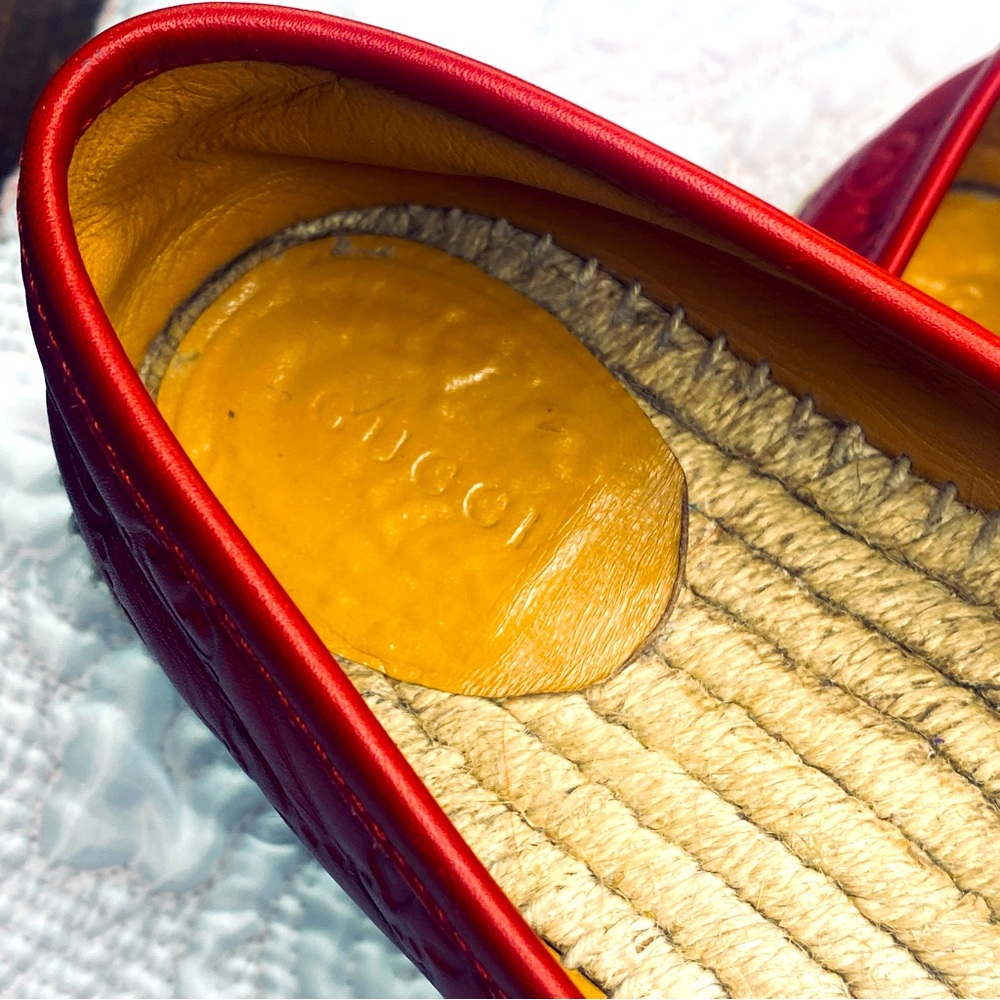 Gucci Red Leather Espadrilles with GG Signature Size 38 - Picture 6 of 10